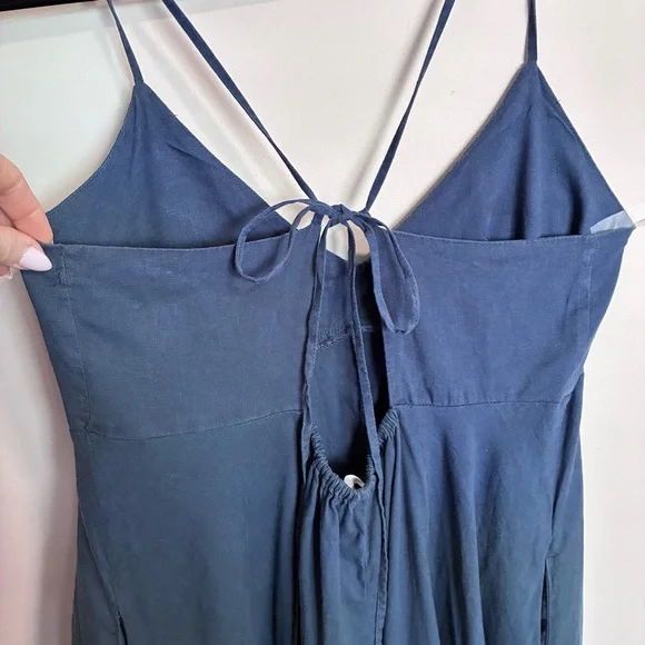Joe Fresh Navy Linen Blend Maxi Dress with Cross-Strap and open Back - Picture 7 of 10